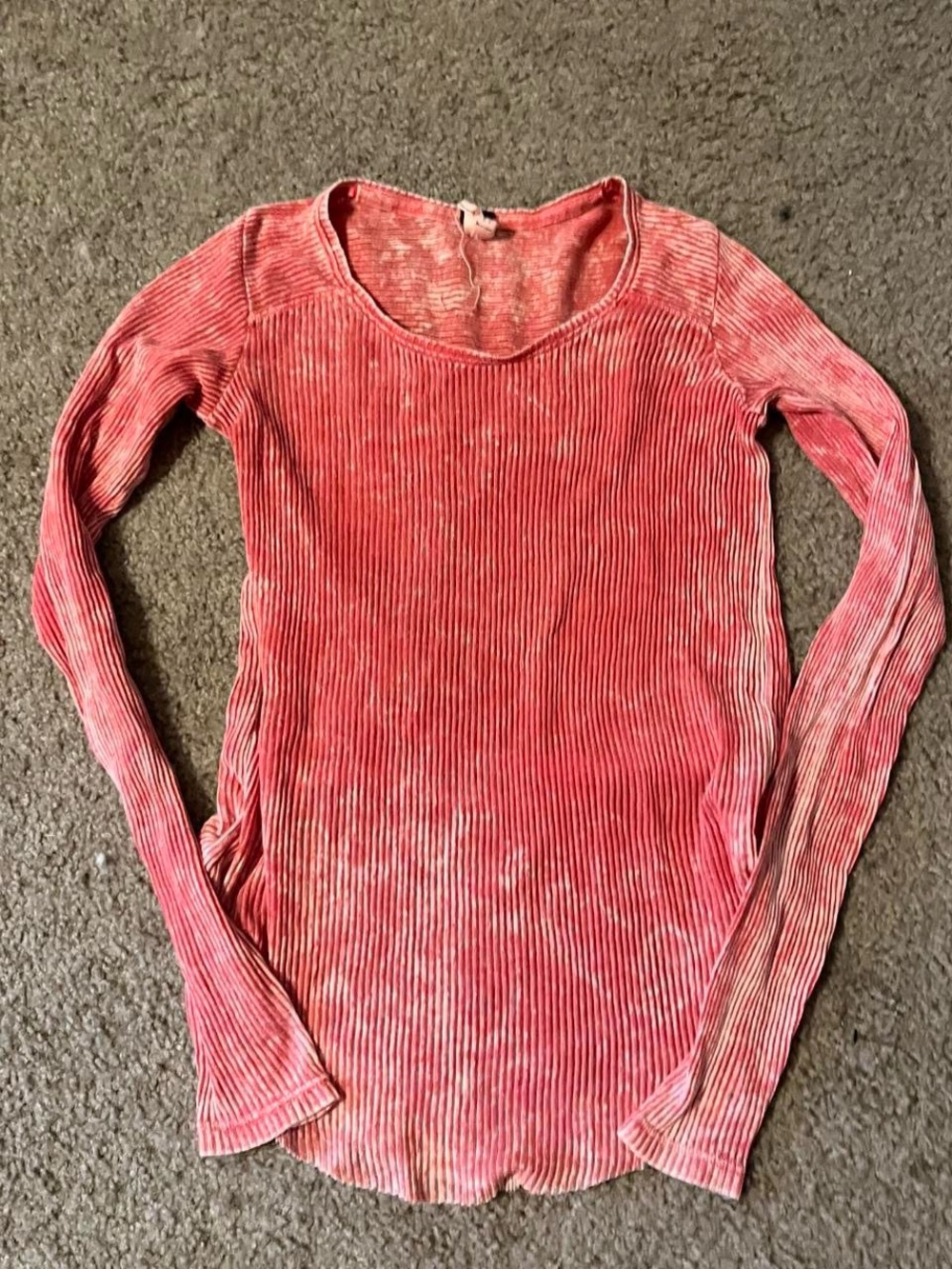 We The Free Ribbed Long Sleeve Scoop Neck Top - Coral Pink